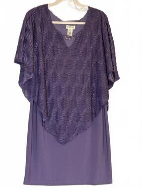 Enfocus Women Purple Flowing Overlay Dress Size 18W